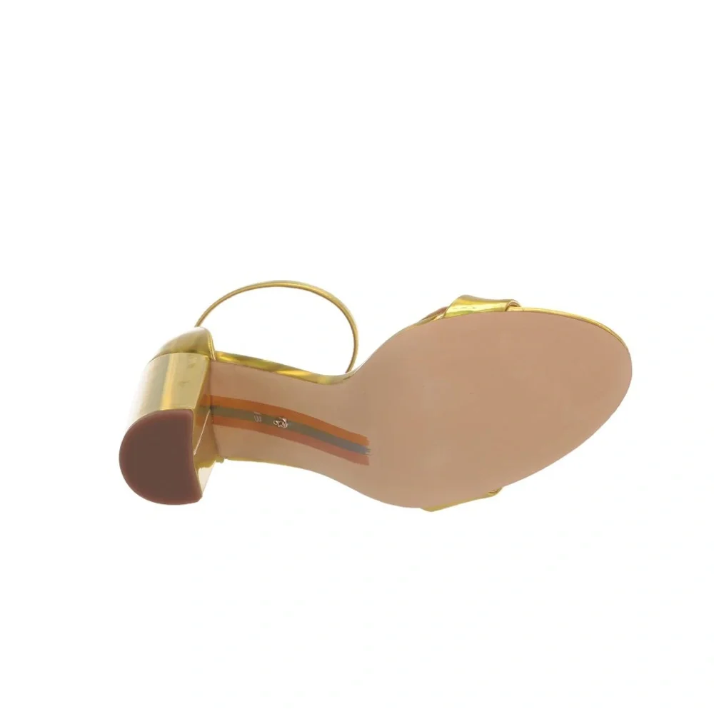 Sam Edelman Yaro Block Heeled Sandals Metallic Gold Leather Women’s 9 - Picture 12 of 14